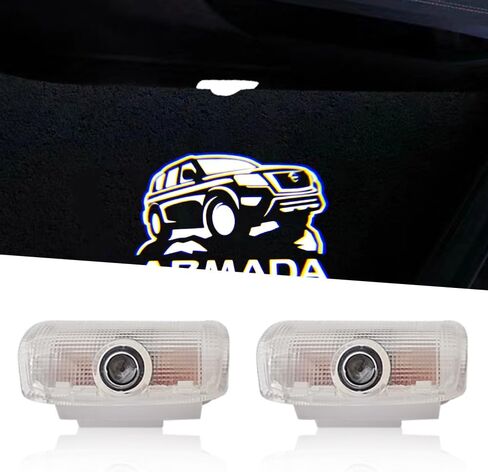 2PCS LED Car Door Logo Lights Projector Compatible with Armada 2017-2022 Puddle Lights Ghost Shadow Light Kit Car Accessories (Armada) in Saudi Arabia