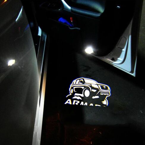 2PCS LED Car Door Logo Lights Projector Compatible with Armada 2017-2022 Puddle Lights Ghost Shadow Light Kit Car Accessories (Armada) in Saudi Arabia