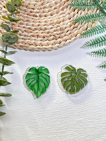 حامل قبضة الهاتف على شكل أوراق خضراء طبيعية من VJQ، حامل هاتف خلوي نباتي لطيف، ملحق سحر الهاتف قابل للطي، قبضة هاتف بمسند ممتد مع قاعدة قابلة للتبديل، مقبض قبضة لجهاز Kindle in Kuwait