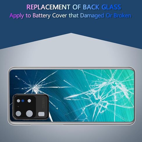 غطاء بطارية HBIHGHHONG لهاتف Samsung Galaxy S20 Ultra 5G بديل لاستبدال الزجاج الخلفي الخلفي لهاتف Samsung Galaxy S20 Ultra، مع إطار كاميرا مثبت مسبقًا in Kuwait