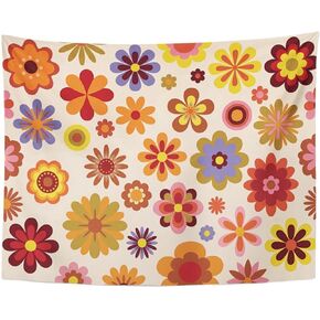 TOMPOP Tapestry Green 1960 Vintage Flowers 60S 70S Orange Hippie Home Decor Wall Hanging for Living Room Bedroom Dorm 50x60 Inches in Kuwait