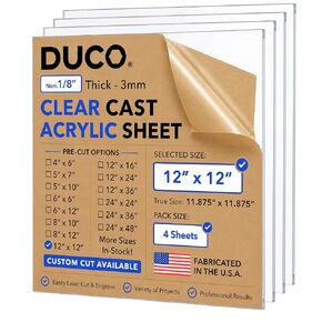 Duco Clear Cast Custom Size Acrylic Sheets 1/8" (3mm) Thick - USA-Made Transparent Plexiglass Cut to Size - Shatter Resistant Custom Cut Plexiglass for Displays, Signs, & DIY Crafts in Kuwait