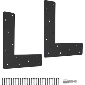 4 Pcs T Post Bracket,13"x13"T Flat Mending Plate with Black Powder-Coated Joining Brackets, Connecting Brackets, T Shape Strap Plate Fit 4x4,6x6 for Repair House,Pavilion,Truss framing in Kuwait
