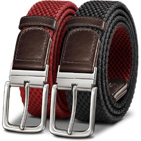 KEMISANT Men's Golf Belt 2 Pack-Braided Woven Stretch Belt for Gift Men Casual Jeans Sports Work 1 3/8" in Kuwait