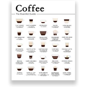 Coffee Essential Guide Print Coffee Lover Gift Coffee Bar Print Kitchen Poster Minimalist Style Guide Print Coffee Poster Coffee Wall Art Coffee Types Chart Espresso Print (8 x 10" Print - Unframed) in Kuwait