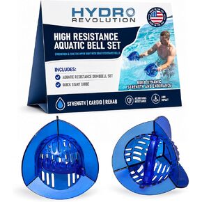 High Resistance Aquatic Bell Set - Blue | Aquatic Dumbbells | Quick Start Guide | Water Weights | Strength & Muscle Building | Durable Polycarbonate | Pair (HRPCBELL) in Kuwait