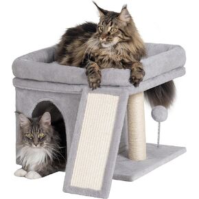 Cat Tree for Large Cat, 19 * 16.5In Large Cat Perch, Adult Cat Tower for Indoor Cats with 24In Long Scratching Post, 2 Cozy Cat Condo House for Adult & Fat Cats, Dark Gray in Kuwait