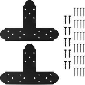 Black T Bracket, 6 pcs T Post Brackets Pergola Post to Beam Connectors 4mm Thickness for Wood, Steel Repair Fixing Mending T Plate Bracket Flat Connector with Screws in Kuwait