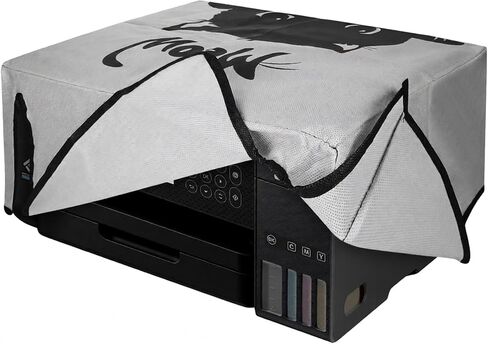 غطاء غبار kwmobile متوافق مع Epson EcoTank ET-2850 / EcoTank ET-2856 - علبة الطابعة - أبيض / أسود - مخطط السفر in Kuwait