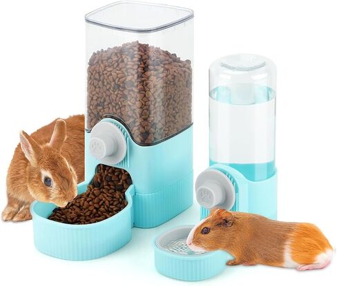 YUEPET Rabbit Food Water Dispenser, Large Capacity Bunny Feeder for Cages Automatic Rabbit Water Dispenser Suitable for Rabbits Ferrets Guinea Pigs Small Animals(Blue) in Kuwait