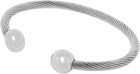 QRAY Silver Deluxe Surgical Steel Golf Athletic Bracelet Men Women C-Shaped Health Wellness Bracelet in Kuwait