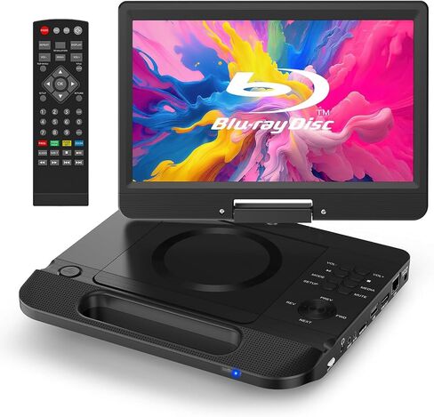 FANGOR 13.3’’ Portable Blu Ray Player with 12’’ 1080P Full HD Swivel Screen, Blu-ray DVD Player with HDMI Out & AV in, 4-5 Hours Rechargeable Battery, Support USB/Micro SD Card in Kuwait
