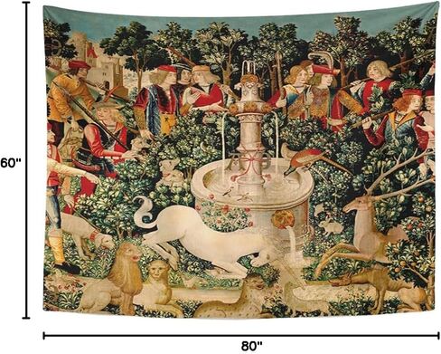 Semtomn Tapestry Artwork Wall Hanging Unicorn Tapestries Medieval Hunt Found Mythical Creatures 60x80 Inches Home Decor Tapestries Mattress Tablecloth Curtain Print in Kuwait