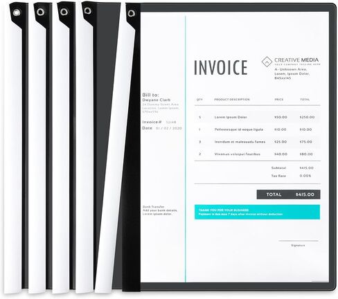 5PCS Clear Report Covers with Swing Clip, Professional Clear Front Presentation Folders Resume Folder, 30 Sheets Capacity A4 Size File Document Organizer, No Punch Needed (Black) in Kuwait