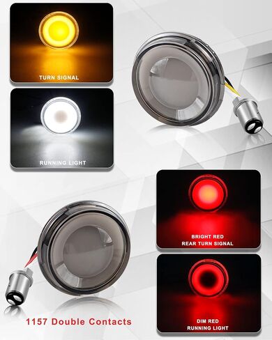 QUASCO 1157 1156 إشارات الانعطاف LED، مصابيح خلفية أمامية مسطحة 3 1/4 بوصة عدسة مدخنة مدمجة متوافقة مع Harley Electra Glide Softail Ultra Classic Ultra Limited Road King Tour Glide in Kuwait