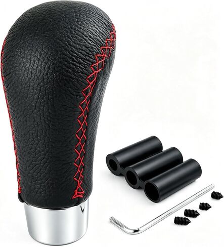 Lunsom Leather Car Shifting Head Type R Alloy Most Car Gear Shift Lever Knob Shifter Stick Handle Heads Fit Most Transmission Manual Vehicle (Black) in Kuwait