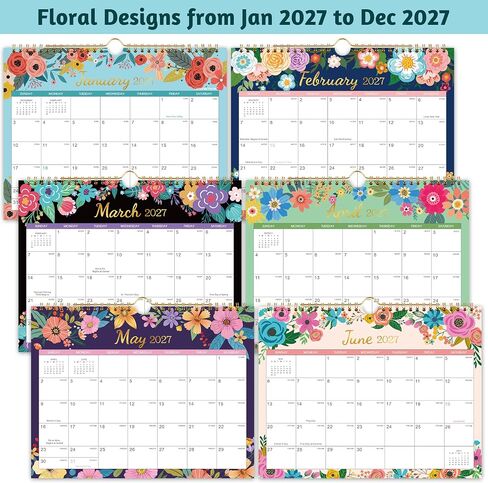 2024 Calendar - Wall Calendar 2024, Sep. 2023 - Dec. 2024, 2023-2024 Wall Calendar, 16-Month Calendar, 15" x 11.5", Twin-Wire Binding + Hanging Hook + Thick Paper + Unruled Blocks with Julian Dates - in Kuwait