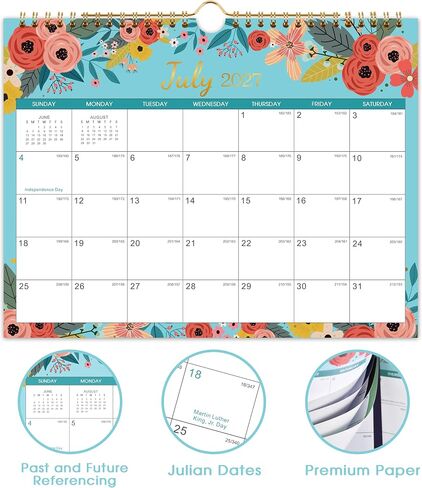 2024 Calendar - Wall Calendar 2024, Sep. 2023 - Dec. 2024, 2023-2024 Wall Calendar, 16-Month Calendar, 15" x 11.5", Twin-Wire Binding + Hanging Hook + Thick Paper + Unruled Blocks with Julian Dates - in Kuwait