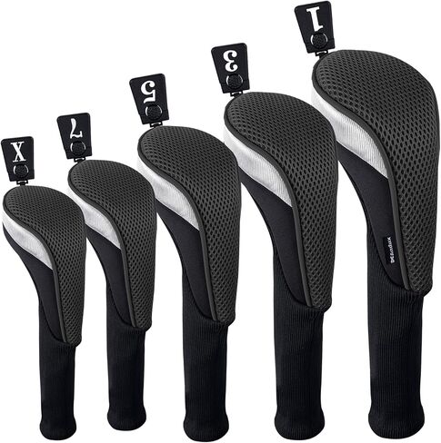 Andux 5pcs/Set Golf 460cc Driver Wood Head Covers with Long Neck and Interchangeable No. Tags in Kuwait