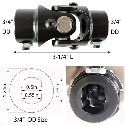 3/4" DD X 3/4" DD Double Steering Shaft U Joint 4.95 Inch Length, Shaft Coupler 3/4 inch Double D Universal Joints Replacement in Kuwait