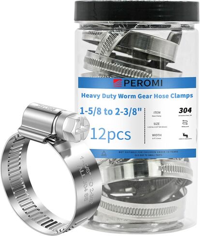 مشابك خرطوم، PEROMI 304 من الفولاذ المقاوم للصدأ، مشبك خرطوم صغير قابل للتعديل من 3/8 بوصة إلى 5/8 بوصة، مشبك من النوع الألماني عالي الضغط لأنابيب السيارات، 24 قطعة in Kuwait