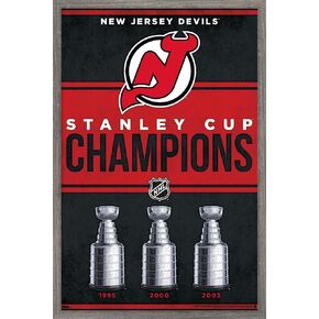 Trends International NHL New Jersey Devils - Champions 23 Wall Poster, 22.37" x 34.00", Mahogany Framed Version in Kuwait