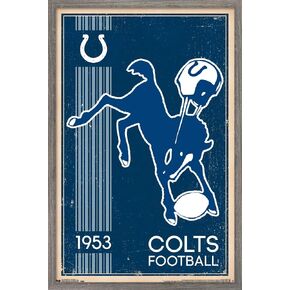 Trends International NFL Indianapolis Colts - Retro Logo 14 Wall Poster, 22.375" x 34", Black Framed Version in Kuwait