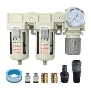 1/2" NPT Air Drying System Semi-Automatic Drain Polyethylene Bowl Air Pressure Regulator Combo Dual Air Filter Air Compressor Regulator in Kuwait