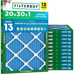 Filterbuy 16x24x2 Air Filter MERV 13 Optimal Defense (12-Pack), Pleated HVAC AC Furnace Air Filters Replacement (Actual Size: 15.38 x 23.38 x 1.75 Inches) in Kuwait