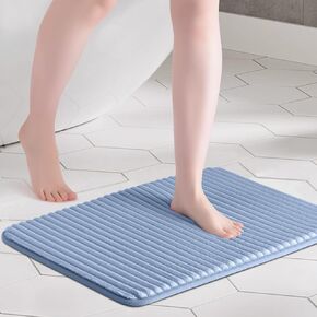 FRESHMINT Ultra Soft Charcoal Infused Memory Foam Bath Mat 17" x 24", Bath Rugs for Bathroom Non-Slip, Thick & Water Absorbent Bathroom Rugs, Room Accessories Shower Floor Mat, Washable, White in Kuwait