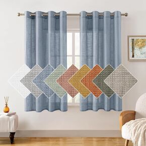 HOMEIDEAS White Linen Sheer Curtains, Linen Textured Semi Sheer Curtains 84 Inches Long, Farmhouse Light Filtering Window Drapes for Bedroom Living Room, 2 Panels, W52 x L84 in Kuwait