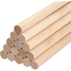 Wood Dowel Rods Wooden Dowels for Crafts 3/8 x 15 Inch, 25 PCS Wooden Sticks for Crafts, Macrame Wood Rods, Unfinished Pine Hardwood Round Sticks for Crafting and DIYers, Wands, Flags in Kuwait