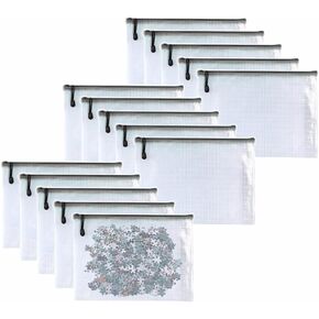 Plastic Mesh Zipper Pouch Document Folders Bag Zip File Bags for Office Supplies Storage-15 Pcs (Black, 5"x 7") in Kuwait