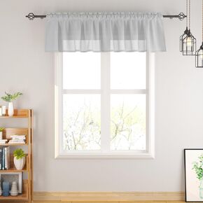 EURZAAR Purple Valance Sheer Valence 18 inch Curtains Living Room Window Curtain Bedroom Kitchen Small Short Mini Curtain Panels Topper Rod Pocket 1 Panel 52"x18" in Kuwait