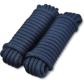 TetherTite 3/8 “ x15' Boat Dock Lines,Double Braided Nylon Boat Dock Lines with 12" Loop, Mooring Line Marine Rope (4 Pack,2Navy Blue&2White Gold) in Kuwait