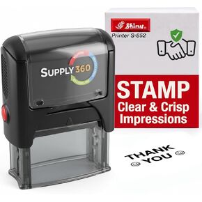 AS-IMP1080 - Thank You, Heavy Duty Commerical Quality Self-Inking Rubber Stamp, Red Ink, 9/16" x 1-1/2" Impression Size, Laser Engraved for Clean, Precise Imprints in Kuwait