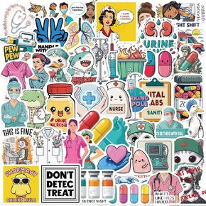 Doctor Stickers, Medical Stickers, Nursing Stickes, 50Pcs Hapiuen Doctor Kit Vinyl Waterproof Stickers for Water Bottle Laptop, Nurse Day (Doctor) in Kuwait