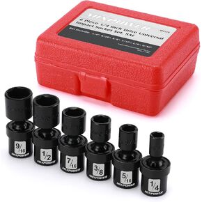 مجموعة مقابس الصدمات العالمية MIXPOWER 10 قطع 3/8 بوصة، 6 نقاط، متري، 10-19 مم، مقبس دوار مع تمايل مرن، درجة تأثير CR-MO... in Kuwait