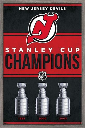 Trends International NHL New Jersey Devils - Champions 23 Wall Poster, 22.37" x 34.00", Mahogany Framed Version in Kuwait