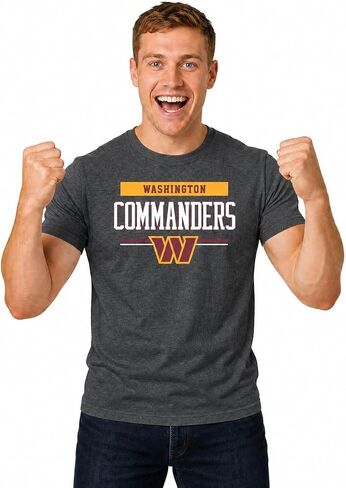 تي شيرت Team Fan Apparel NFL Adult Team Block بدون علامات - مزيج القطن - فحمي - مثالي ليوم اللعبة - الراحة والأناقة in Kuwait