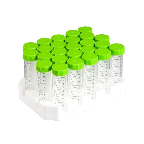 50 ml Conical Centrifuge Tube with Conical Bottom, Leakproof Screw Caps, Sterile, Polypropylene (PP), Rack Packed (Pack of 25) in Kuwait