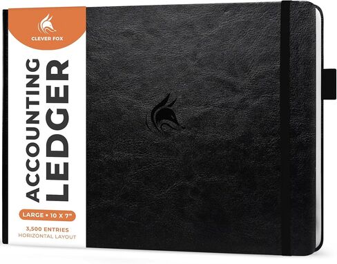 دفتر دفتر حسابات Clever Fox أفقيًا - مجلة عمودية وسجل النفقات المالية للشركات الصغيرة ومسك الدفاتر الشخصية، 10 × 7 بوصة (أخضر داكن) in Kuwait