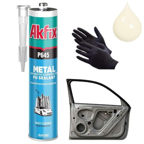 Akfix P645 Seam Sealer Automotive Gray (1x10.1 Oz.) - Urethane Autobody Seam Sealer Adhesive for Metal Joints, RV Roof Sealant, Sandable, Paintable, Fast Curing and Durable Bonding | Gray, 1 Pack in Kuwait