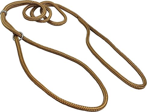 Dog Show Lead Braided Tubular Nylon 52" Long (Small: diam 1/4"(6mm), Brown) in Kuwait