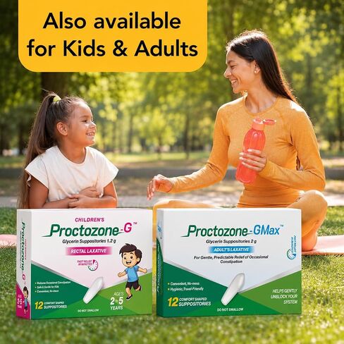 Rising Health - Fast Relief Medicated Laxative Suppositories for Kids & Infants - Rectal Use Only, Children's Glycerine 1.2 g - Gentle & Quick Constipation Relief (12 Count, 12, Count) in Kuwait