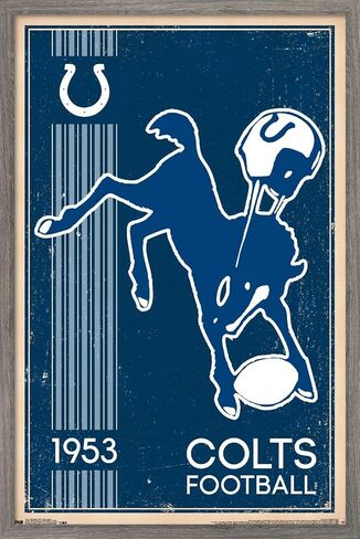 Trends International NFL Indianapolis Colts - ملصق حائط بشعار ريترو 14، 22.375 بوصة × 34 بوصة، نسخة غير مؤطرة in Kuwait