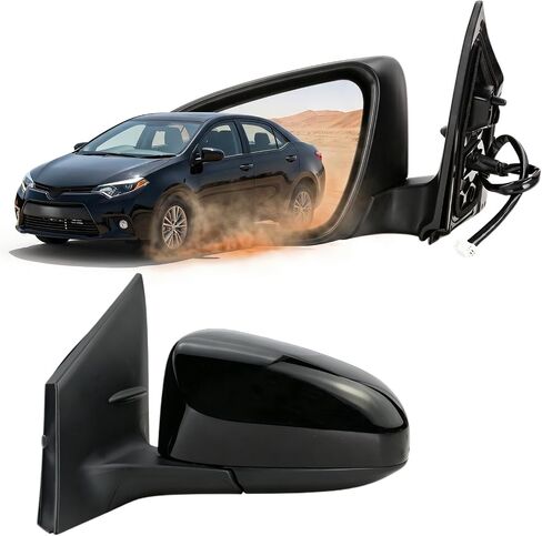 مرآة جانبية للسائق الأيسر تناسب 2014-2018 Toyota Corolla Sedan/Hatchback مع زجاج كهربائي مسخن بدون إشارات انعطاف بدون تطابق النقطة العمياء، استبدال أسود 87940-02F90(5 دبابيس) in Kuwait
