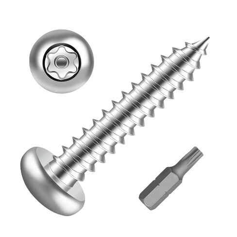 #14 x 2" Stainless Steel Button Head Torx Sheet Metal Screws Security Silver Screws Anti-Theft Tamper Proof with Bit T27 10 PCS in Kuwait