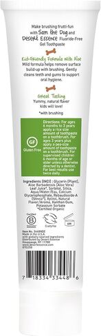 Desert Essence, Tutti Frutti Toothpaste Kids Gel, 4.7 oz. - Safe to Swallow, Fluoride Free, SLS Free, Gluten-Free, Vegan, Plant Powered Formula, Great Tasting, Removes Plaque and Buildup in Kuwait
