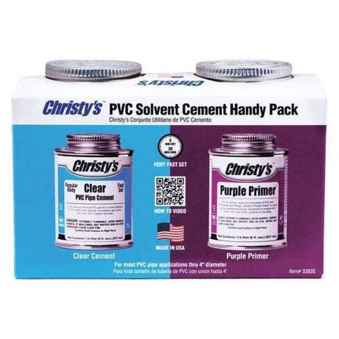 Christy's Handy Pack: Clear Regular Body PVC Cement and Purple Primer, 1/2 Pint (8 fl oz),RH-RCLV-HDYPK-HP-20 in Kuwait